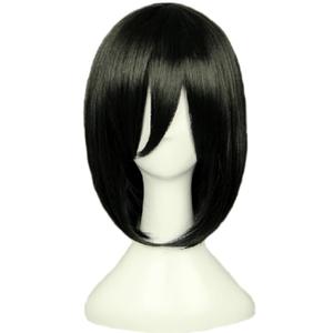 Angelaicos Unisex Straight Fiber Costume Cosplay Party Full Bob Wigs Short Black