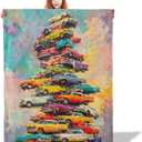 Vintage Classic Car Throw Blanket for Women Girls Boys, Soft Flannel Blankets Gifts for Living Room Couch, Home, Sofa Decor, 50"x60"