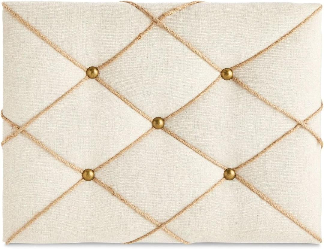 Farmlyn Creek Rectangular Fabric Bulletin Board - Picture Board for Photos - Farmhouse Style & Office Wall Decor - 16 x 12 in, Beige