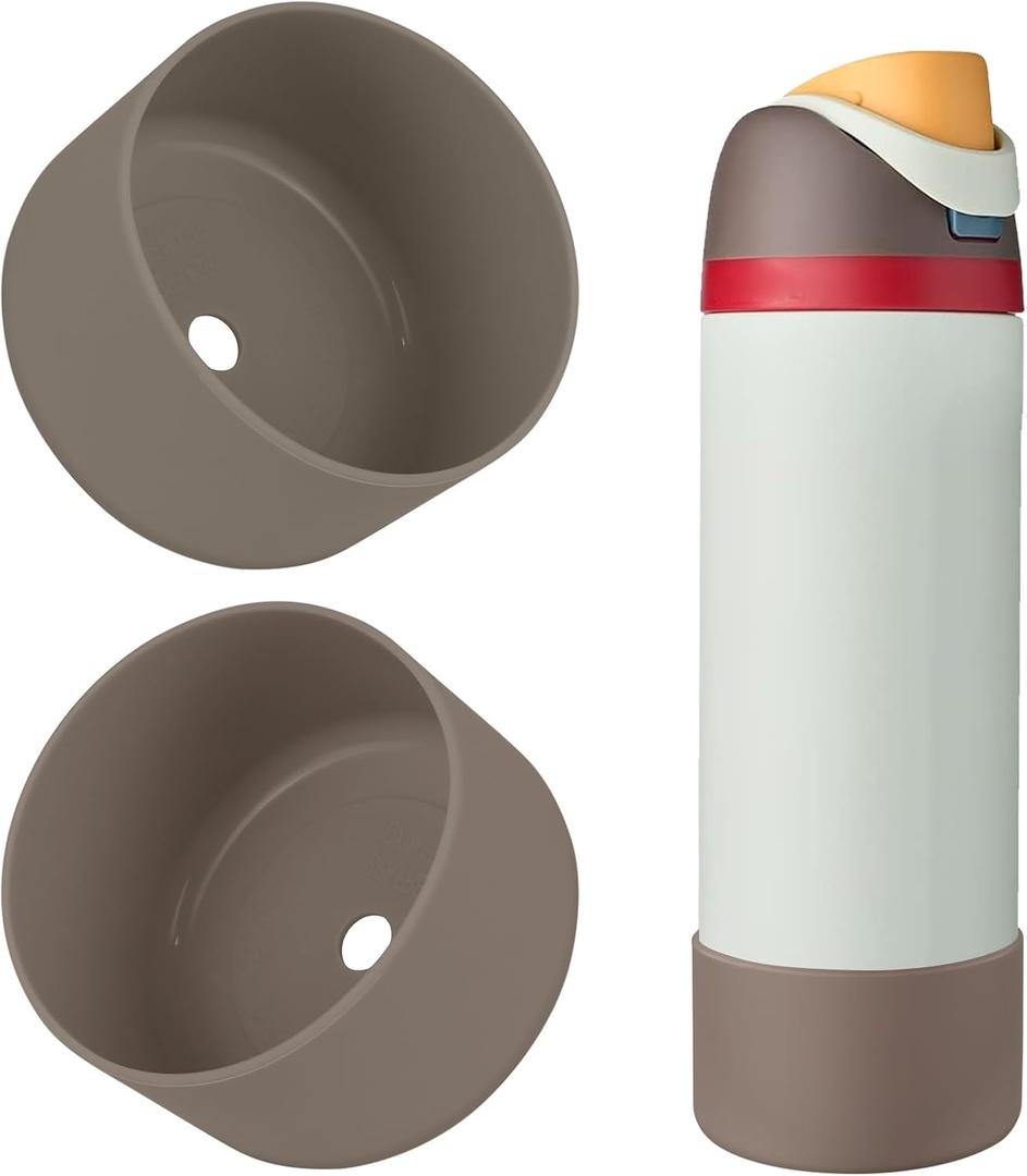 2PCS Silicone Water Bottle Boot, Compatible with Owala 24oz, Protective Anti-Scratch & Anti-Dent No Noise Sleeve Cover for FreeSip/Twist/Flip Water Bottles (Boneyard, 24oz)
