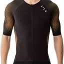 MY KILOMETRE Men's Triathlon Top Full Zip Short Sleeve Tri Shirt, Quick-Dry, UPF 50+ Protection with Reflective Back Pockets, 2XL