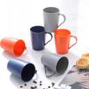 4 x Coffee Mugs Set of 6, 12 Ounce Unbreakable Coffee Cups with Handle, 3 Basic Colors, Reusable Plastic Mugs Dishwasher Safe