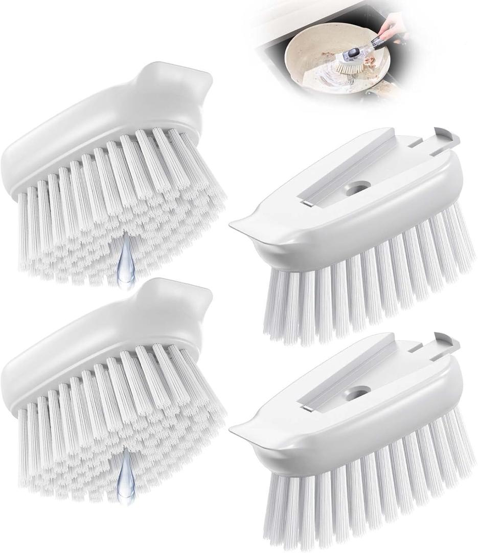 Dish Brush Refills Head for OXO - 4 Pack Dish Brush Cleaning Soap Dispensing Head Replacement for Scrubber, Kitchen Dish Brush Replacement Head for OXO Dish Brush Refill Head (White)