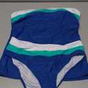 Beachsissi Bandeau Swimsuits for Women Strapless Swimwear Bathing Suits Tummy Control Color Block Tankini Sets, M