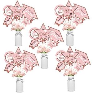 Rose Gold Graduation Decorations Set of 24 Class of 2024 Table Decor Congrats Grad Party Centerpiece Sticks Table Toppers Graduation Party Supplies
