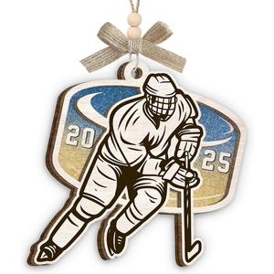 Ice Hockey Christmas Ornament 2025 - Ice Hockey Gifts for Player Coach Team Friend, Sport Ornament for Men Women, Wooden Christmas Ornaments for Tree Decor - Holiday Keepsake & Xmas Gift Exchange Idea