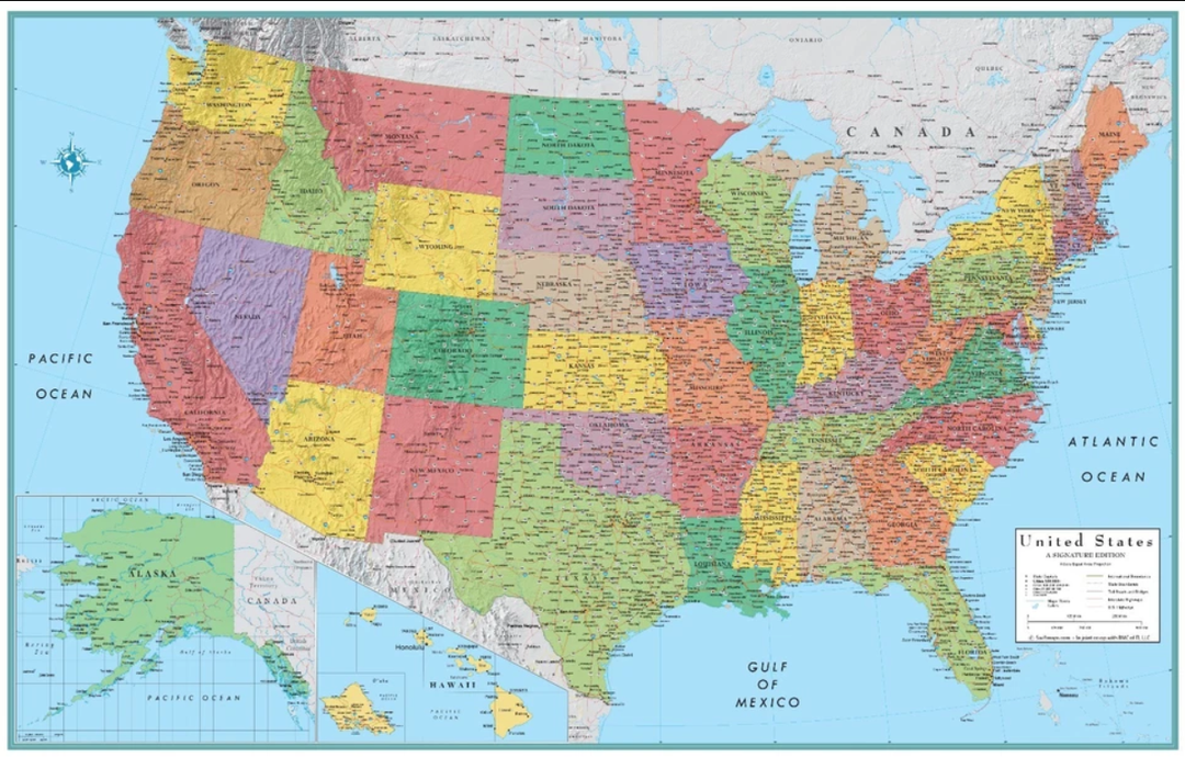 RM Dry US Map Wall
