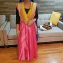 MUNAFIE Women's Long Maxi Dance Skirt - Satin Fairy Skirt for Praise & Cosplay Belly Dance Skirt Rose Red