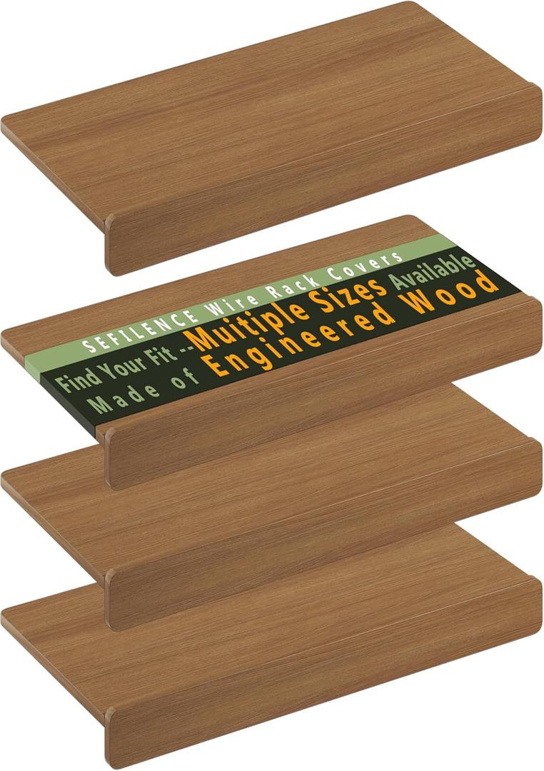 Wire Rack Covers for Shelves, Premium Engineered Wood Wire Shelf Covers for Pantry, Closet(4pcs, 24" W x 12" D)