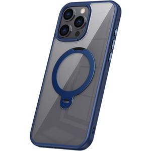 Magnetic Case for iPhone 16 Pro Max/16 Pro/16 Plus/16, Slim HD Clear Phone Case with Rotation Metal Stand Protection Cover,Blue,16 ProMax