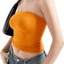 SUUKSESS Women Sexy Tube Top Summer Y2K Going Out Double Lined Basic Tank Top (Orange, M)
