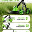 800W Brushless Cordless Weed Wacker with Wheels, Up to 20,000 RPM, 12" 4-in-1 String Trimmer, Weed Eater, Lawn Edger, Mini Mower & Brush Cutter, Foldable, 2×21V 4.0Ah Batteries, Up to 120 Min Runtime
