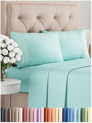 Full Size 2  Piece Sheet Set - Comfy Breathable & Cooling Bed Sheets Set - Hotel Luxury Bedding for Women, Men, Kids, Teens, Boys & Girls - Deep Pockets, Ultra-Soft, Wrinkle Free - Oeko-Tex - Spa Blue