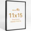11x15 Aluminum Metal Picture Frame,Tempered Glass Black Photo Frame 11x15 for Family Photo,Posters,Art,Document to Wall Mount Horizontally or Vertically