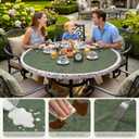 Round Fitted Tablecloth with Elastic Edge Waterproof Wipeable Table Cover for Indoor Kitchen & Dining Room Circle Table Cloth, Fits 36"-44" / 45"-56" Round Tables