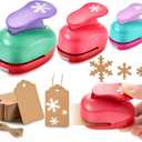 Fullhawl 53 Pcs Snowflake Paper Punch Set Include 3 Pcs Snowflake Punch 50 Pcs Kraft Paper Gift Tags with 10 Meter String Tag for Paper Crafts Christmas Festival Card Scrapbook DIY