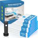 Vacuum Seal Bags for Clothing Travel with Rechargeable Air Pump, 12 Pack of 4 Carry-on Size Space Saver Vacuum Storage Bags, Compression Packing Bags for Luggage Suitcase for Closet Organization