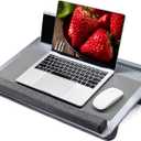 Extra Large Lap Laptop Desk- Home Office Portable LapDesk with Mouse Pad & Wrist Rest for Notebook/ MacBook/ Tablet, Sofa Bed Working, Writing, Drawing (Carbon Silver, Fit Up to 17-inch Laptops)
