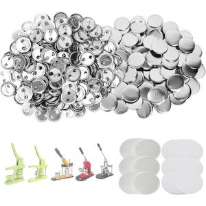 300 Sets 1 inch Button Maker Supplies, 25mm Button Supplies Parts Badge Part, Buttons Making Supplies, Includes Metal Pin Back Cover, Metal Shells, Blank Paper & Clear Film
