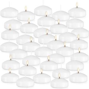 36 Packs 3-Inch unscented White Floating Candles - Ideal for Weddings, Pool Party, Holiday Centerpieces and Events - Odorless, Drip-Free, Long Lasting Burn Time