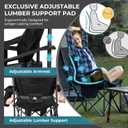 FUNDANGO Oversized Camping Chair for Adults, Heavy Duty Portable Foldable Lawn Chair with Padded Seat & Back, Lumbar Support, 4-can Cooler & Cup Holder, Carry Bag Included for Outdoor