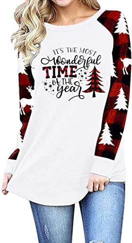 Christmas Sweatshirt Women Funny Ugly Christmas Pullover Shirt Xmas Holiday Santa Prints Long Sleeve Tops, Size M