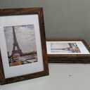 Hongkee 8x12 Picture Frame Set of 4, Made of Glass and Rustic Brown Wooden Frame - Display 6x8 Picture with Mat or 8 x 12 Poster Without Mat, 8 by 12 Photo for Wall or Tabletop