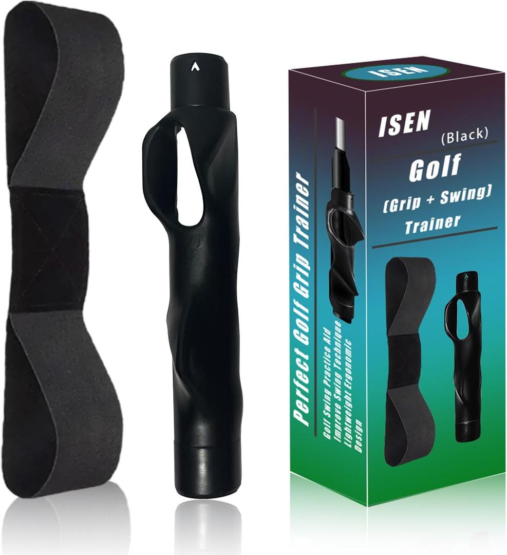 Golf Grip Trainer with Swing Correcting Arm Band - Black Combo Set Improves Golf Swing Skills and Stable Accuracy, Helping to Train Correct Hand and Arm Positioning, Suitable for Golfers of All Levels