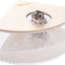 Niteangel Animal Sand-Bath Box: - Acrylic Critter's Sand Bath Shower Room & Digging Sand Container for Hamsters Mice Lemming Gerbils or Other Small Pets (Triangle, Birch-Wood)