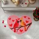 Valentines Day Cardinal Bathroom Rug Pink Heart Bath Mat Valentines Bathroom Decor Rugs 25.6 x 20.2 Inch for Tub Home Living Room