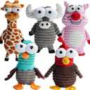 Nocciola 5-Pack Squeaky Dog Toys, Durable Stuffed Critter Zoo Dog Toys with Unique Squeak Sounds to Keep Dogs Busy, Puppy Toys for Small, Medium, and Large Dogs (5 Different Animals)