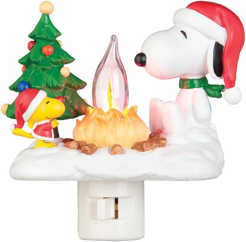 Snoopy By Camp Fire 4.5 Inch Polyresin Swivel Plug Flickering Night Light