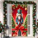 2 x BlissYard Christmas Door Cover 71x35 Inch Nutcracker Door Banner, Merry Christmas Winter Porch Sign for Front Door, Farmhouse Holiday Entry Decor Indoor Outdoor Christmas Party Hanging Cover