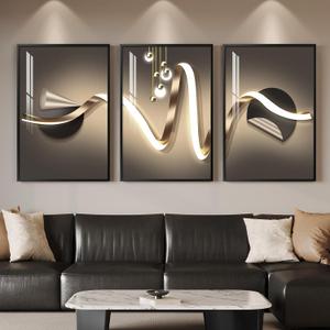 Large Framed Modern Luxury Black and Gold Abstract Wall Art for Living Room, 3 Piece Contemporary Elegant Prints Paintings, Geometric Pictures for Bedroom Entryway Home Office Wall Decor 24x36 In, 24" W x 36" H x 3Pcs