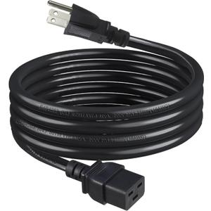 NEMA 5-15P to C19 Power Cord, North American 3 Prong NEMA 5-15P to C19 Female Extension Power Cord, 16AWG SJT 6FT Extension Cable for PDU/UPS/Servers
