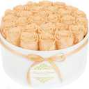 27 Forever Flowers in a Luxury Suede Box, Preserved Roses Birthday Gifts for Women, Romantic Anniversary Wedding Gifts for Women Her Girlfriend Wife, Champagne