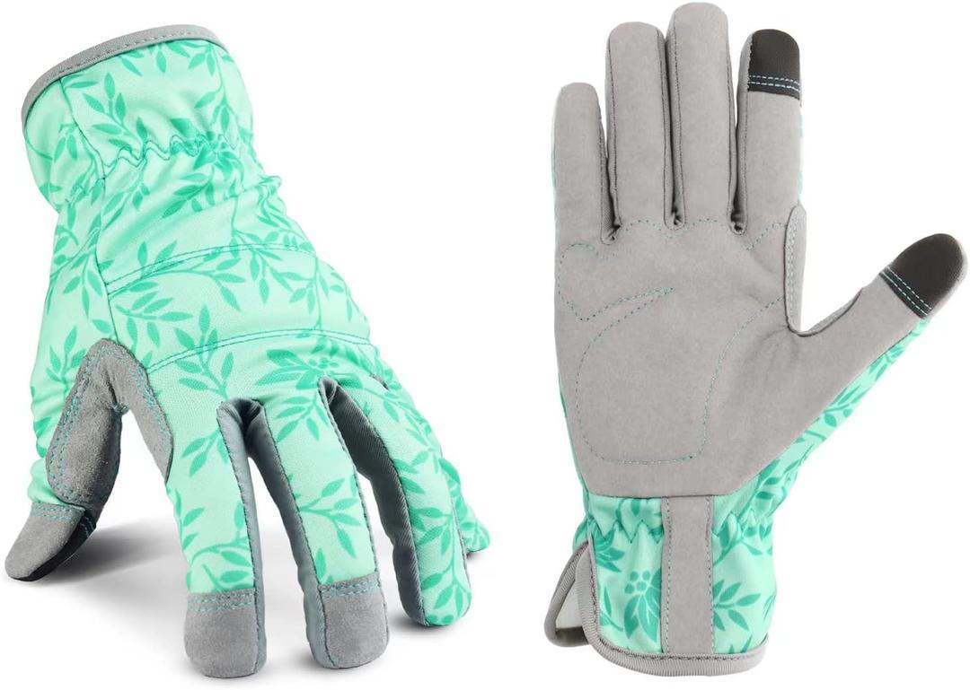 YRTSH Leather Gardening Gloves for Women, Flexible Breathable Garden Gloves, Thorn Proof Working Gloves for Weeding, Digging and Pruning, Green, X-Small Fit Small Hand (Blue, S)