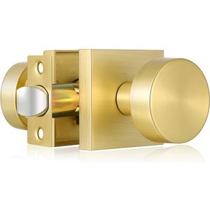 HIMEETIME Gold Door Knob Interior,Passage Rectangle Modern Door Knobs,Heavy Duty Square Door Knobs Modern Door Handle for Hall Closet, Satin Brass