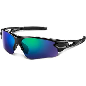 BEACOOL Polarized Sports Sunglasses for Men Women Youth Baseball Fishing Cycling Running Golf Motorcycle Tac Glasses UV400 (Black Green)