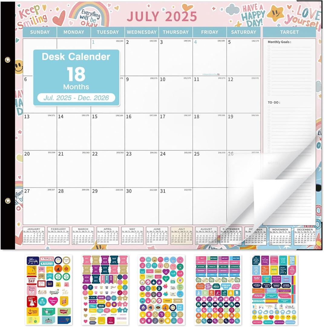 Eyrozill Desk Calendar 2025-2026 Jul 2025 to Dec 2026, Large Desktop/Wall Calendar 17" × 22", Monthly Planner for Home, School, Office