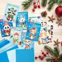 3 x Treasure Cove Winter Card Making Kit Kids Christmas Cards Bulk Winter Animal DIY Handmade Greeting Card for Holiday Xmas Home Classroom Activities Party Favor 12Pcs