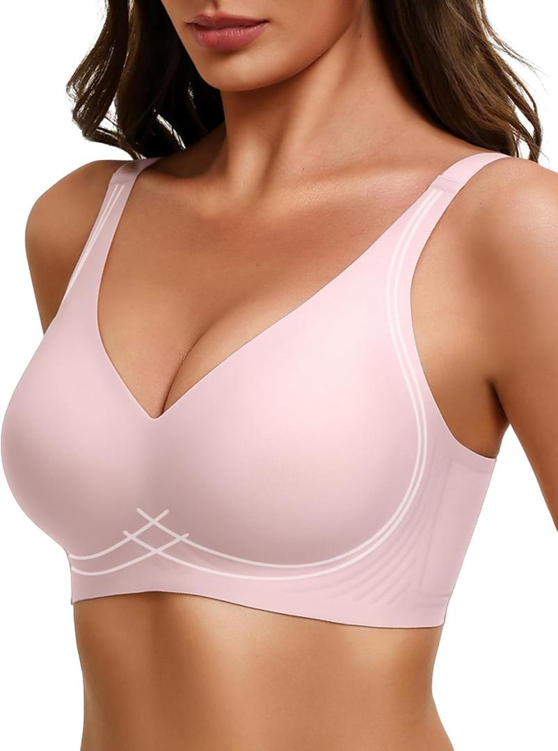 Avidlove Jelly Bras for Women No Underwire Seamless Push Up Bralettes Deep V Comfort Bra Full Coverage T Shirt Everyday Bras, 2XL