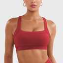 YEOREO Sports Bras for Women Medium Support Racerback Padded Running Bra Tracii Square Neck Wireless Workout Gym Crop Top (Red, M)