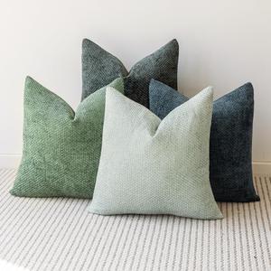LANANAS Neutral Decorative Throw Pillow Covers 18x18 Inch for Living Room Couch Bed Sofa Farmhouse Boho Home Decor Set of 4 Soft Corduroy Accent Luxury Cushion Cases (18x18, Green Forest)