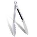 9 Inch Kitchen Tongs, Cooking Tongs with Silicone Tips and Stainless Steel Handle, Non Stick Heat Resistant Tongs for Cooking, Buffet, Salad Serving (9", White) 2pcs