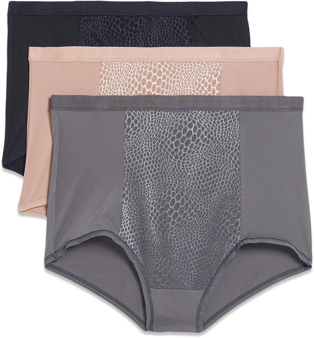 Warner's Women's Blissful Benefits Tummy-Smoothing Comfort Microfiber Brief 3-Pack Rs4433w (X-Large)