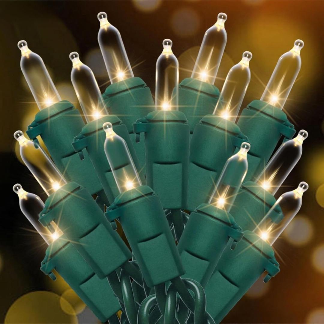 Warm Yellow Soft Twinkle Lights, 35.3ft 100LED Waterproof Christmas Tree String Lights Indoor with Green Wire, Connectable Mini Light Xmas Light for Outdoor Home, Festival, Party, Holiday Decor