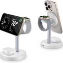 3 in 1 Wireless Charging Station for Apple Series, 15W Fast Magnetic Charger Night Stand for Bedrooms, iPhone 12-16 Series, Apple Watch, Airpods, Gifts for Men & Women-White(No AC Adapter)