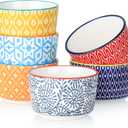 Selamica Ceramic Ramekins 4 Oz, Creme Brulee Ramekins Oven Safe, Souffle Custard Dishes/Cups for Baking, Mini Bowls for Pudding Ice Cream Dip, Set of 6, Assorted Colors