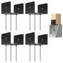 6x6 Concrete Post Base(4 PCS), Deck Post Base Holder Ground Spike for Concrete, Decking Post Brackets with 3 Anchor Rods, Post Base for Pavilion Deck Porch Handrail Railing